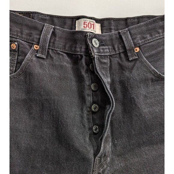 Levis 501 Original Fit Jeans Straight Leg Button Fly 100% Cotton Blue Black - Picture 10 of 13